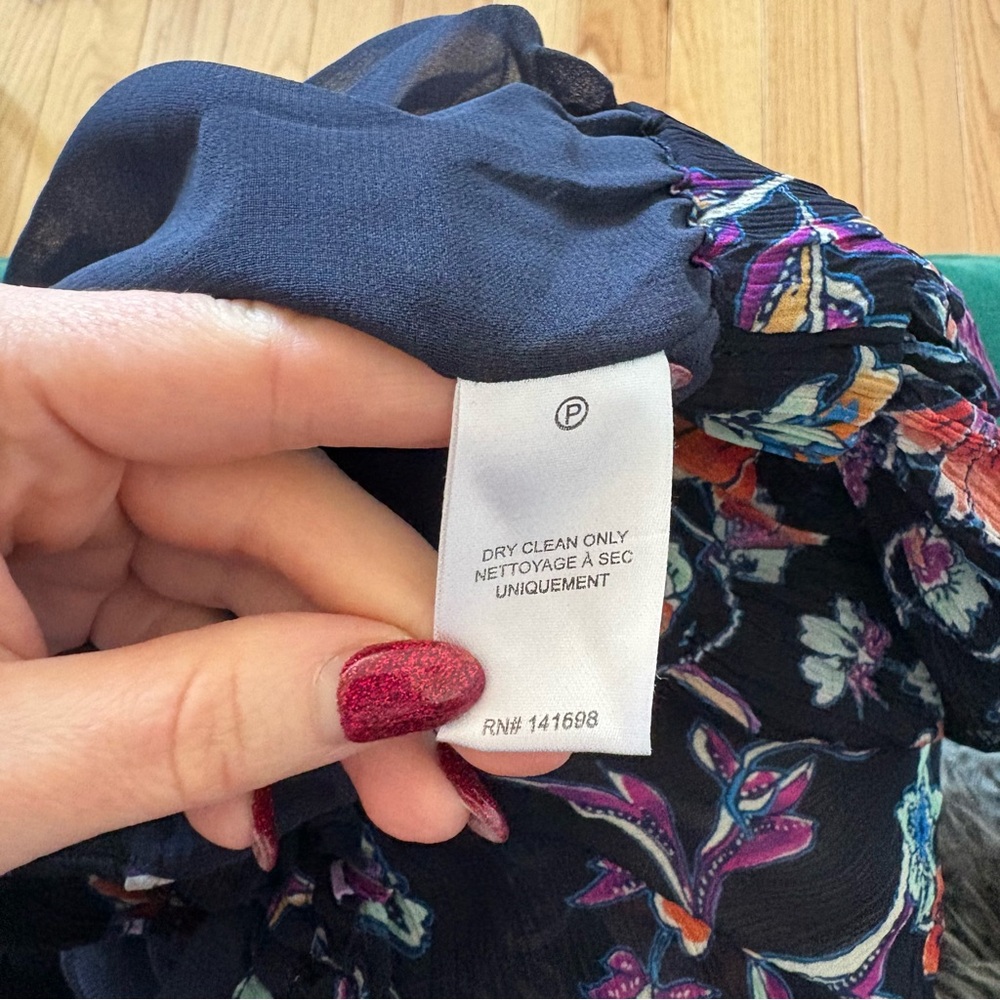 Ramy Brook Floral Printed Aurora Navy Jardin Blue One Shoulder Top EUC Small - Picture 10 of 12